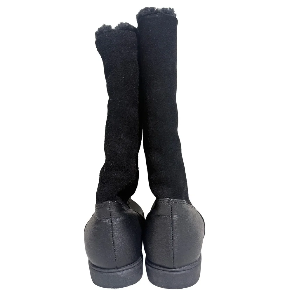G.H. Bass Women's Leather & Suede Boots Black Fleece Lined Size 9